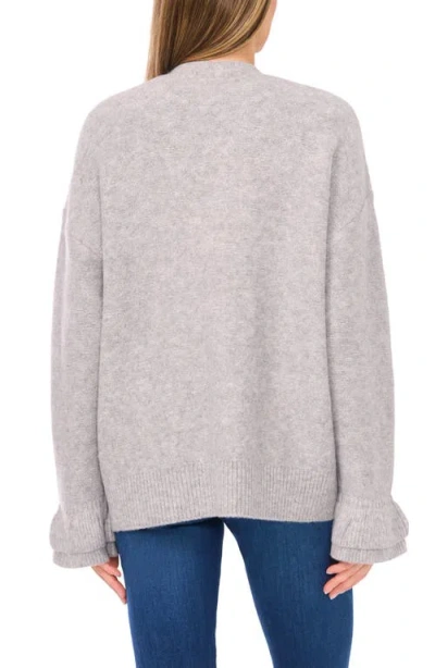 Cece Women's V-neck Ruffle Cuff Cardigan Sweater In Gray