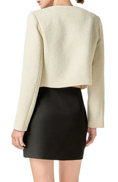 English Factory Sequin Bow Jacquard Crop Jacket In Neutral