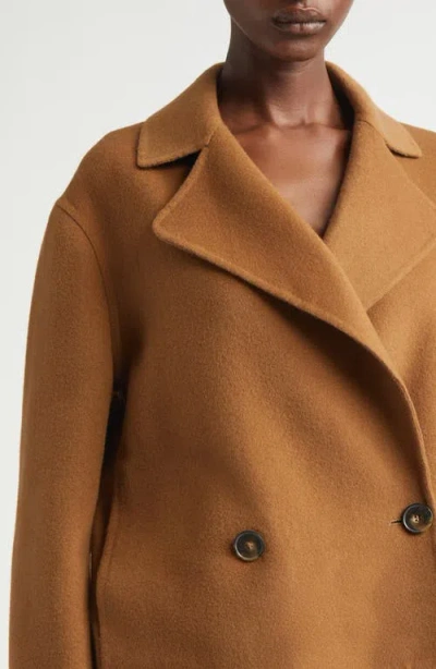 Stella Mccartney Crop Wool Peacoat In Brown