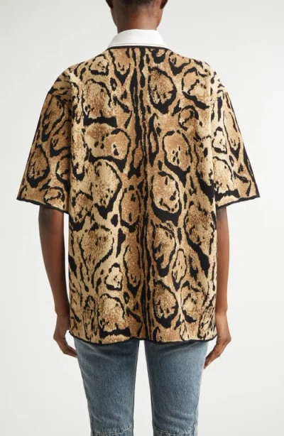 Stella Mccartney Cloud Leopard Polo Sweater In Gold