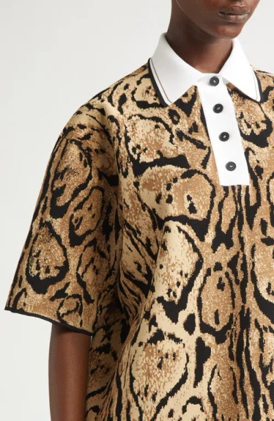 Stella Mccartney Cloud Leopard Polo Sweater In Gold