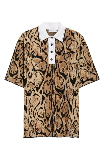 Stella Mccartney Cloud Leopard Polo Sweater In Gold