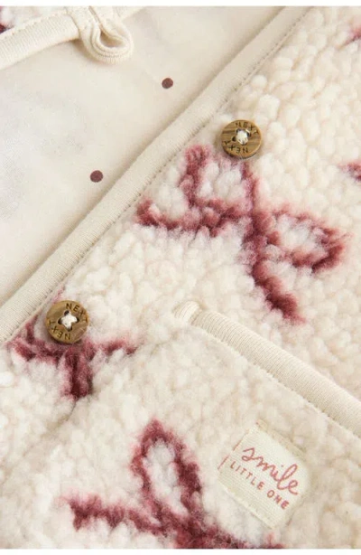 Next Bow Print Fleece Vest, Waffle Knit Top And Waffle Knit Leggings Set In Burgundy