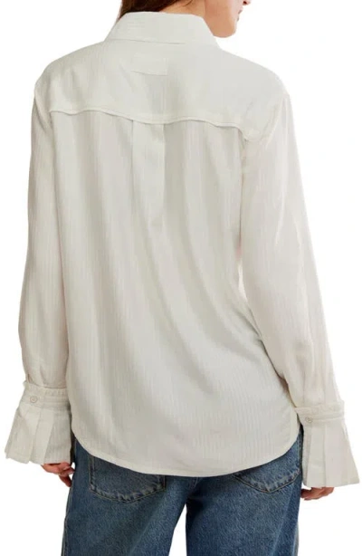 Free People Mary Lou Pleated Cuff Button-up Shirt In Multi
