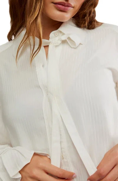 Free People Mary Lou Pleated Cuff Button-up Shirt In Multi