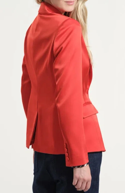 Isaac Mizrahi New York Floral Satin Tuxedo Jacket In Red