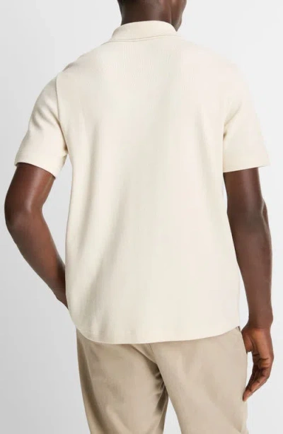 Vince Short Sleeve Jacquard Cotton Knit Button-up Shirt In Neutral