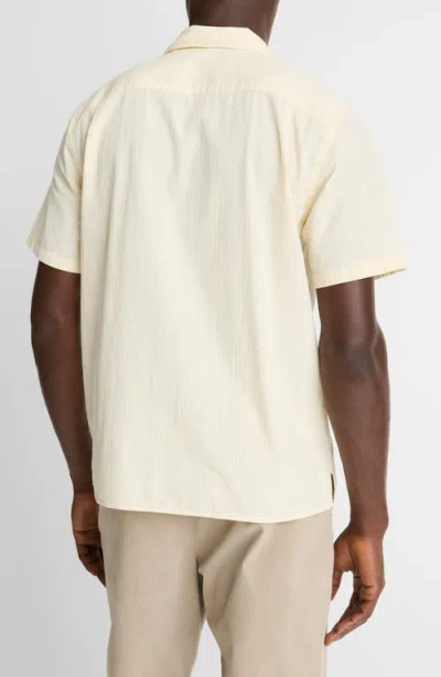 Vince Union Textured Stripe Cotton Camp Shirt In Neutral