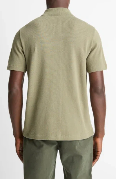 Vince Short Sleeve Jacquard Cotton Knit Button-up Shirt In Green