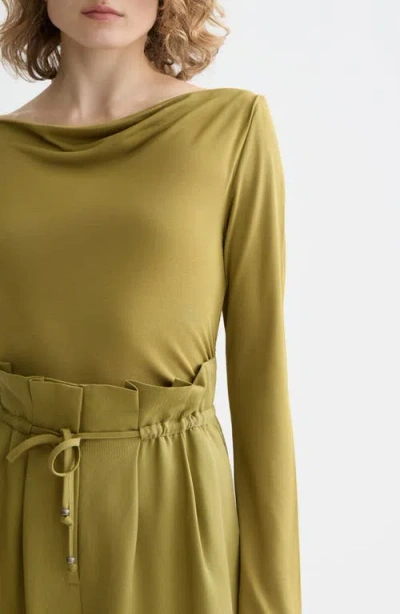 Scotch & Soda Drapey Long Sleeve Jersey Top In Green