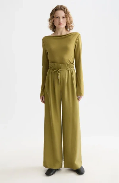 Scotch & Soda Drapey Long Sleeve Jersey Top In Green