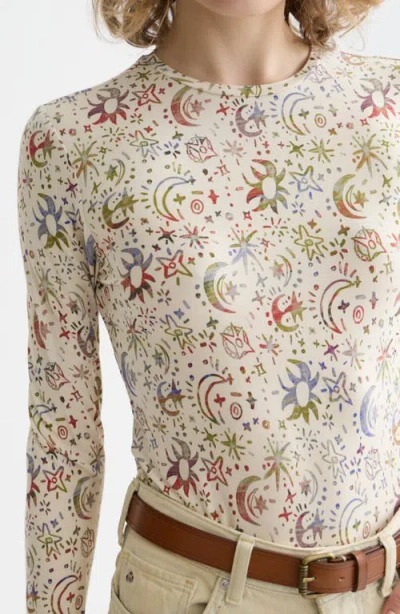 Scotch & Soda Print Long Sleeve T-shirt In Multi