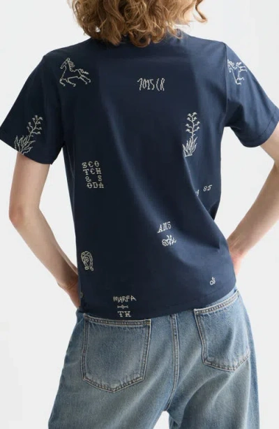 Scotch & Soda Cross Stitch Print T-shirt In Blue