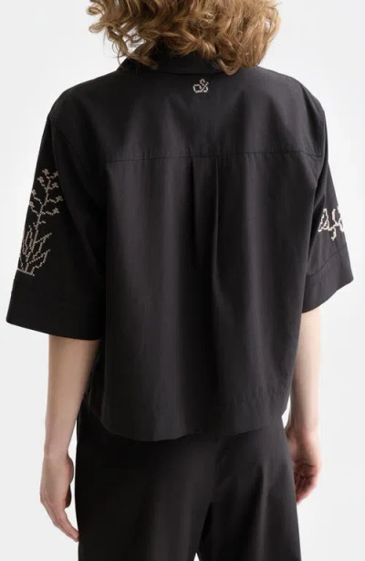 Scotch & Soda Boxy Short Sleeve Button-up Shirt In Multi