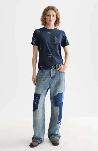 Scotch & Soda Cross Stitch Print T-shirt In Blue