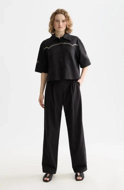 Scotch & Soda Boxy Short Sleeve Button-up Shirt In Multi