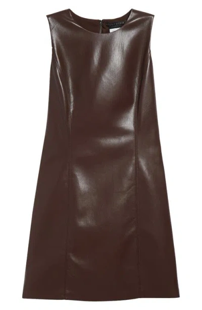 Alice And Olivia Alice + Olivia Faux Leather Sheath Minidress In Brown