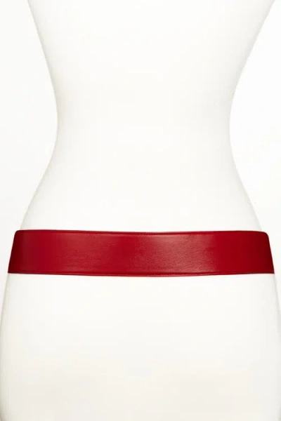 Raina Belts Cc Buckle Leather Belt In Red