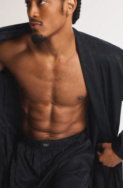 Savage X Fenty Savage X Satin Jacquard Robe In Black