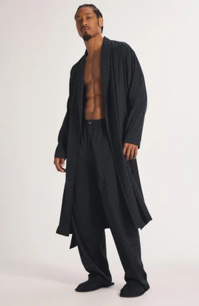 Savage X Fenty Savage X Satin Jacquard Robe In Black
