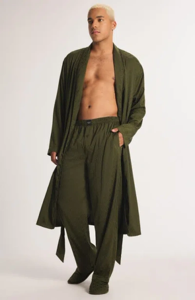 Savage X Fenty Savage X Satin Jacquard Robe In Green