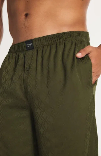 Savage X Fenty Savage X Satin Jacquard Sleep Pants In Green
