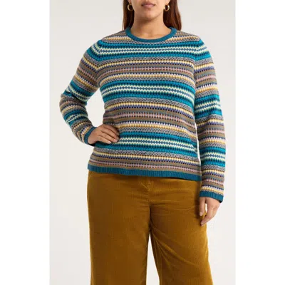 Seasalt Cornwall Percella Cove Fair Isle Merino Wool Blend Sweater In Blue