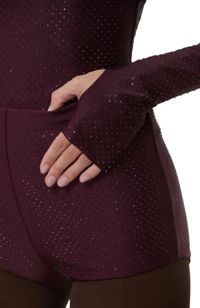 Afrm Kaylee Stud Accent Long Sleeve Mesh Top In Brown