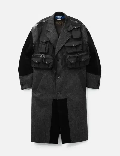 Junya Watanabe Patchwork Coat Featuring Multiple Pockets In Gray
