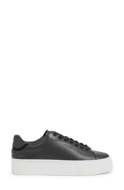 Reiss Black Leather Low-top Trainers In Black