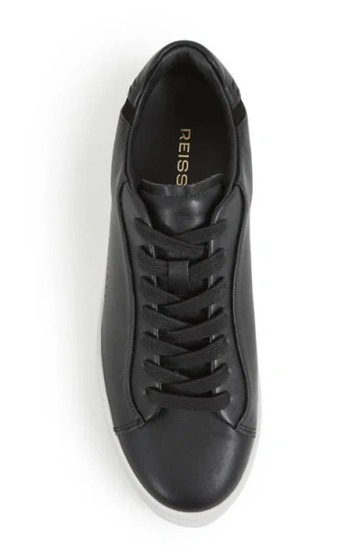 Reiss Black Leather Low-top Trainers In Black