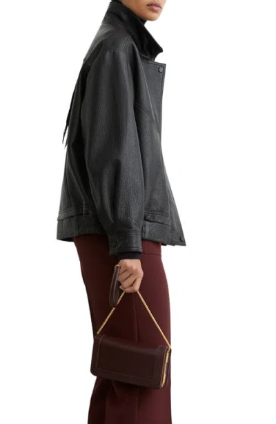 Reiss Talia Leather Shoulder Bag In Purple