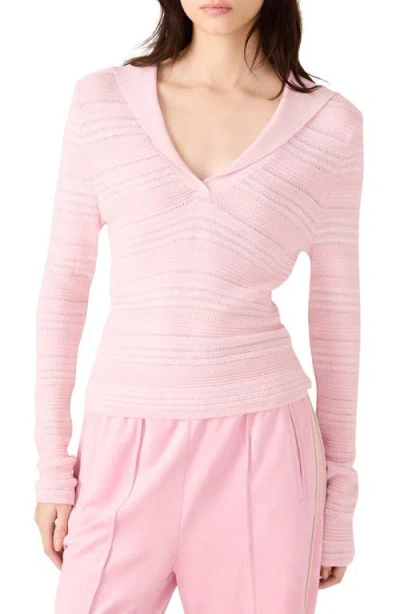 Steve Madden Stripe Sailor Collar Sweater In Pink
