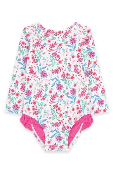 Feather 4 Arrow Kids' Coastal Cutie Floral Upf 50+ One-piece Rashguard Swimsuit In Multi