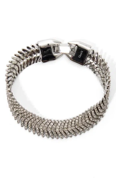 Clare V . Herringbone Crystal Bracelet In Metallic