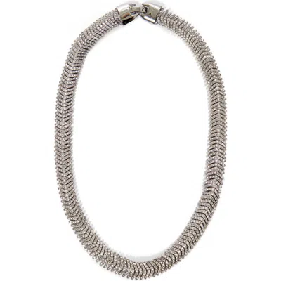 Clare V . Herringbone Pavé Collar Necklace In Transparent