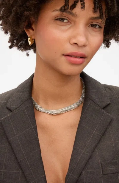 Clare V . Herringbone Pavé Collar Necklace In Transparent