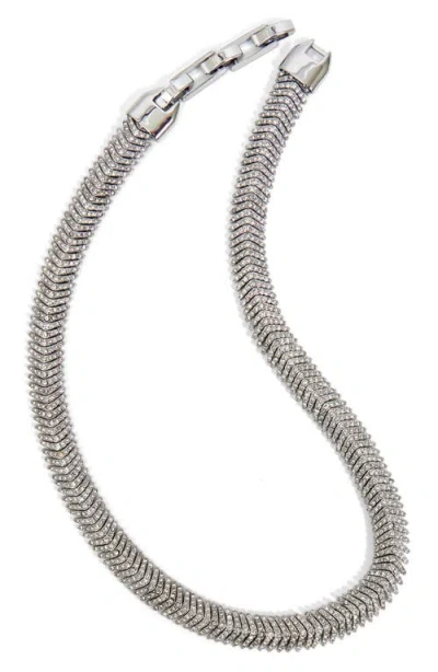 Clare V . Herringbone Pavé Collar Necklace In Transparent