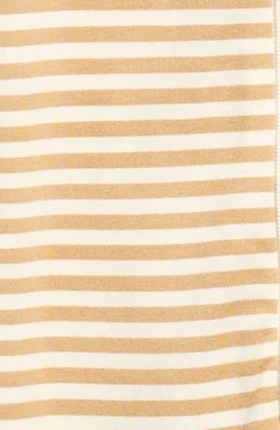 Quincy Mae Stripe Stretch Organic Cotton Footie In Brown