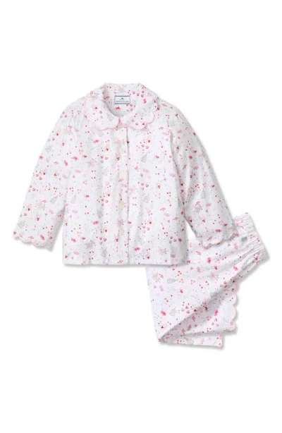 Petite Plume Kids' Colette Embroidered Collar Cotton Blend Twill Pajamas In Multi