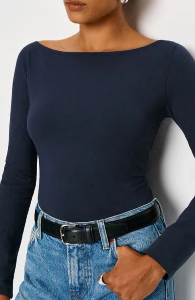 Reformation Wiley Ballet Neck Top In Blue