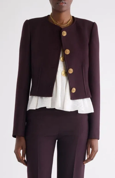 Chloé Chloe Darted Cropped Wool Jacket In Purple