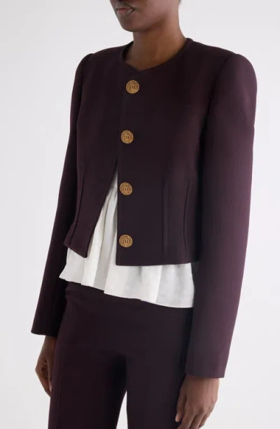 Chloé Chloe Darted Cropped Wool Jacket In Purple