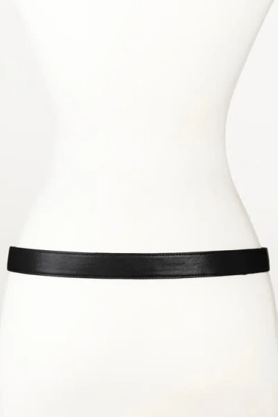 Raina Belts Square Gold Buckle Leather Belt In Black
