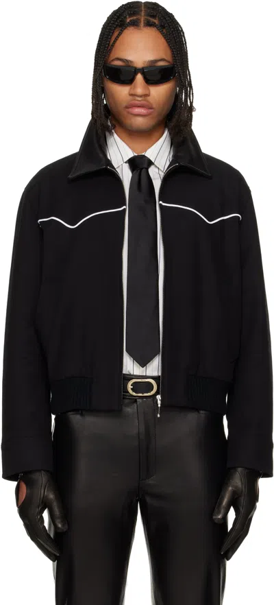 Ernest W Baker Black Western Harrington Jacket In Black