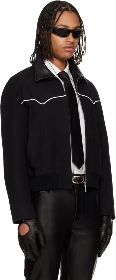 Ernest W Baker Black Western Harrington Jacket In Black