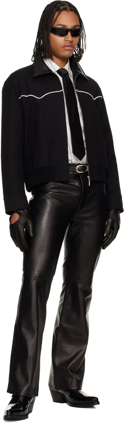 Ernest W Baker Black Western Harrington Jacket In Black