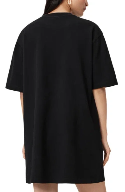 Allsaints Static Graphic Print Cotton T-shirt Dress In Black