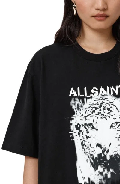 Allsaints Static Graphic Print Cotton T-shirt Dress In Black