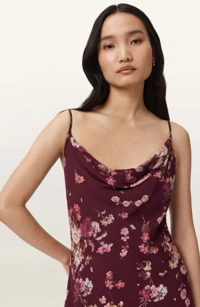 Allsaints Charlotte Floral Handkerchief Hem Midi Dress In Brown